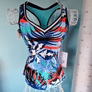 NWT ZeroXposur Tropical Print Racer Back Tankini - Women's Size XSmall (6)